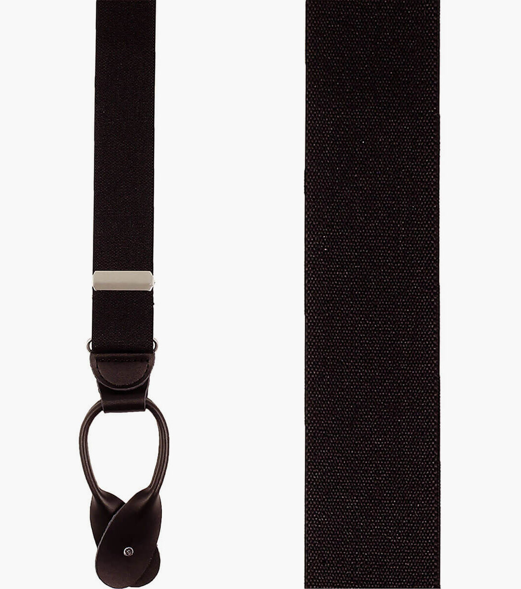 Button Suspenders Solid Brown