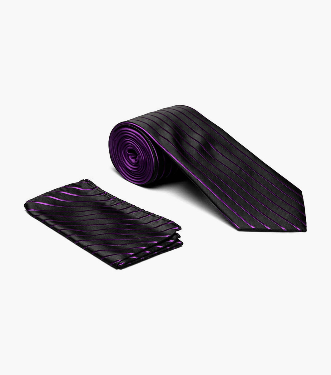 Formal Purple Tie and Hanky Set