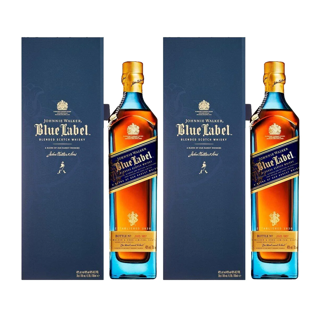 Johnnie Walker Blue Label Blended Scotch Whisky ABV 40% 750ml x 2 Bottles with Gift Box