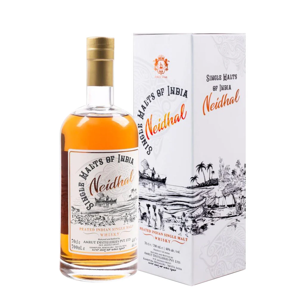 Amrut Neidhal Peated Single Malts Of Indian ABV 46% 70cl With Gift Box