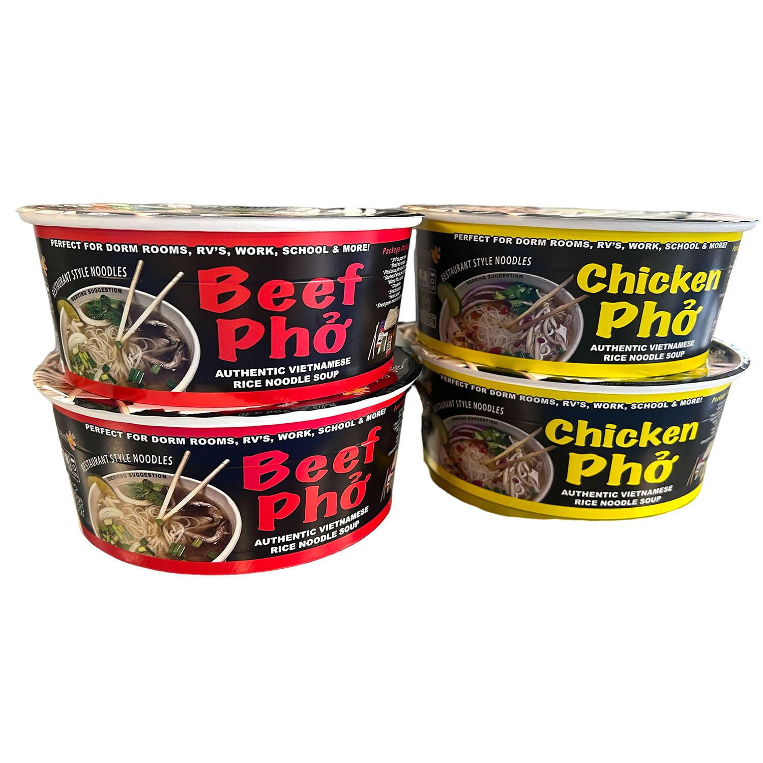PhoLicious Authentic Pho Vietnamese Rice Noodle Soup, Variety Pack 4 pk.