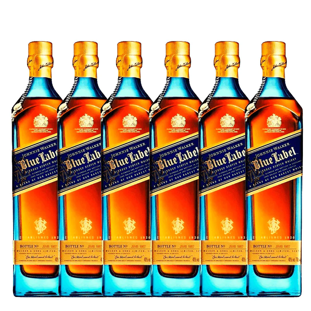 Johnnie Walker Blue Label Blended Scotch Whisky ABV 40% 750ml x 6 Bottles with Gift Box