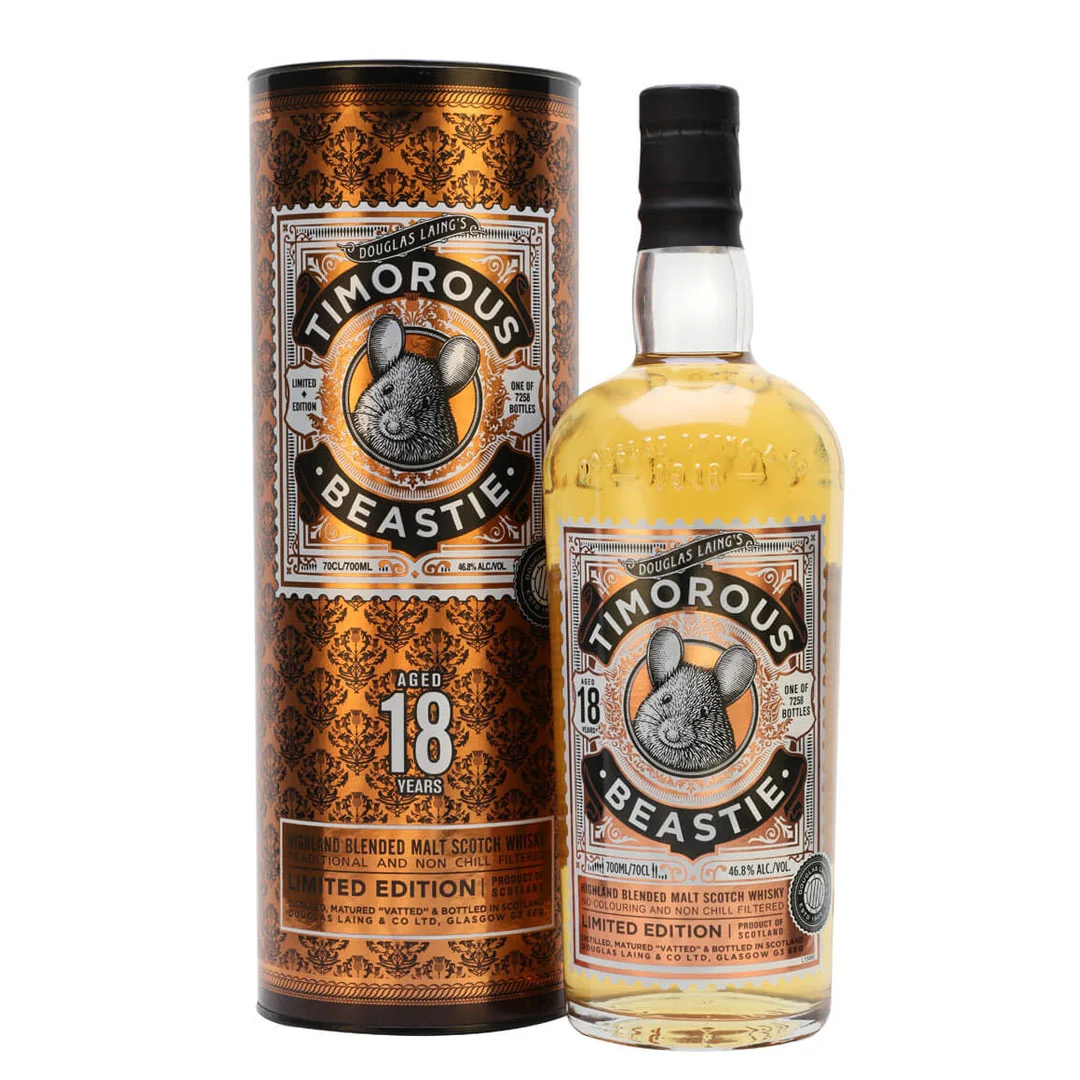 Douglas Laing's Timorous Beastie 18 Years Old Highland Blended Malt Scotch Whisky ABV 46% 70cl With Gift Box