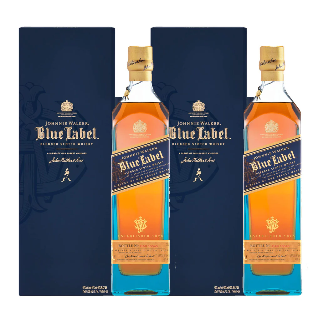 Johnnie Walker Blue Label Blended Scotch Whisky ABV 40% 750ml x 2 Bottles with Gift Box