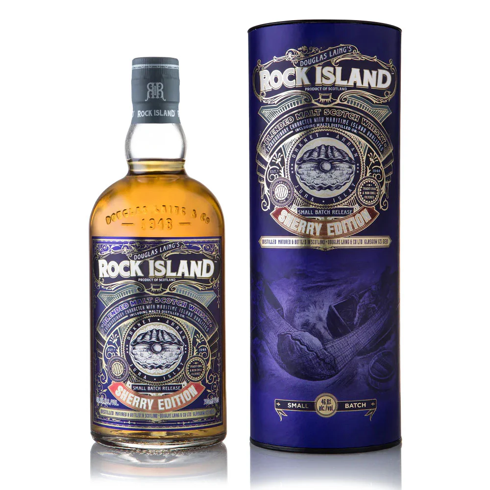 Douglas Laing's Rock Island Sherry Edition Maritime Island Blended Malt Scotch Whisky ABV 46.8% 70cl With Gift Box