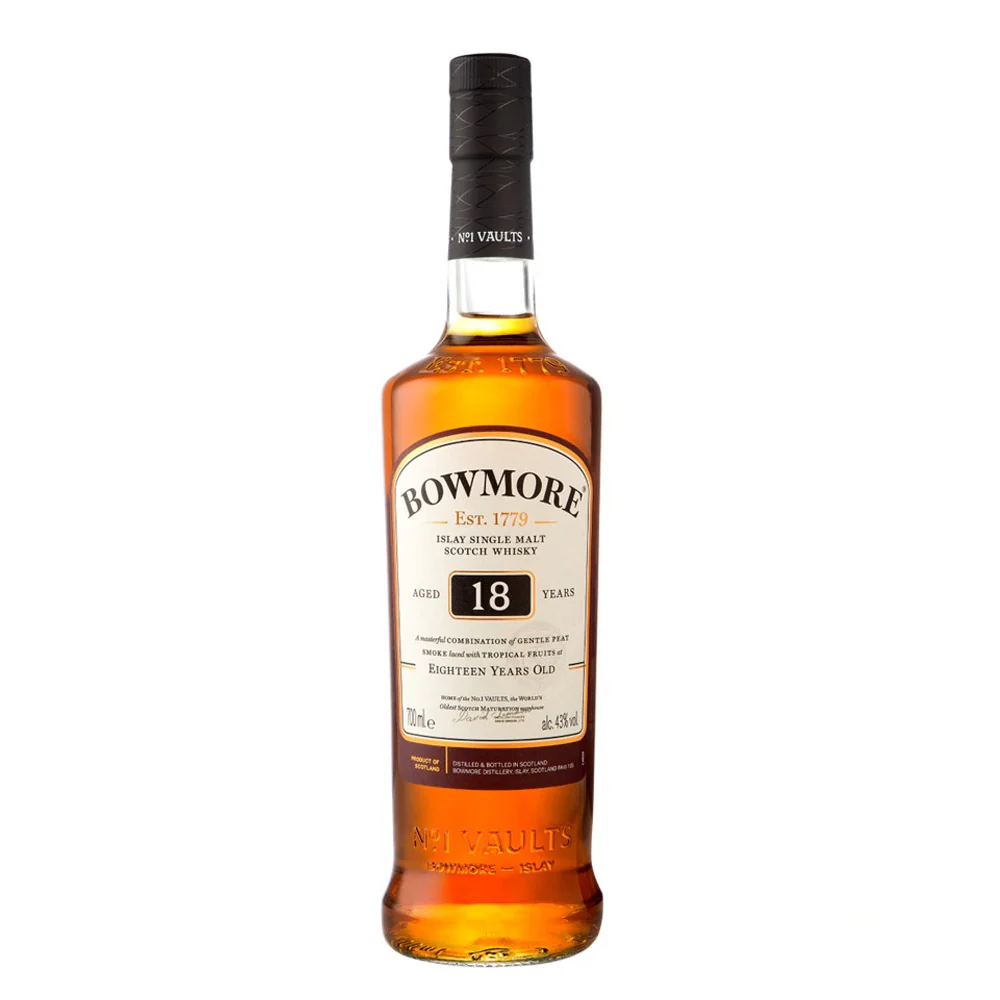 Bowmore 18 Years old Scotch Whisky ABV 40% 70cl FREE 2 Whisky Glass (No Box)
