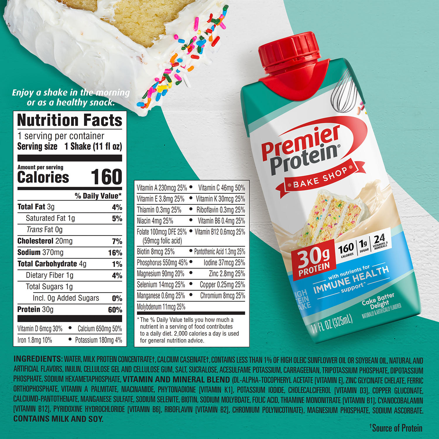 Premier Protein 30g High Protein Shake, Cake Batter Delight 11 fl. oz., 15 pk.