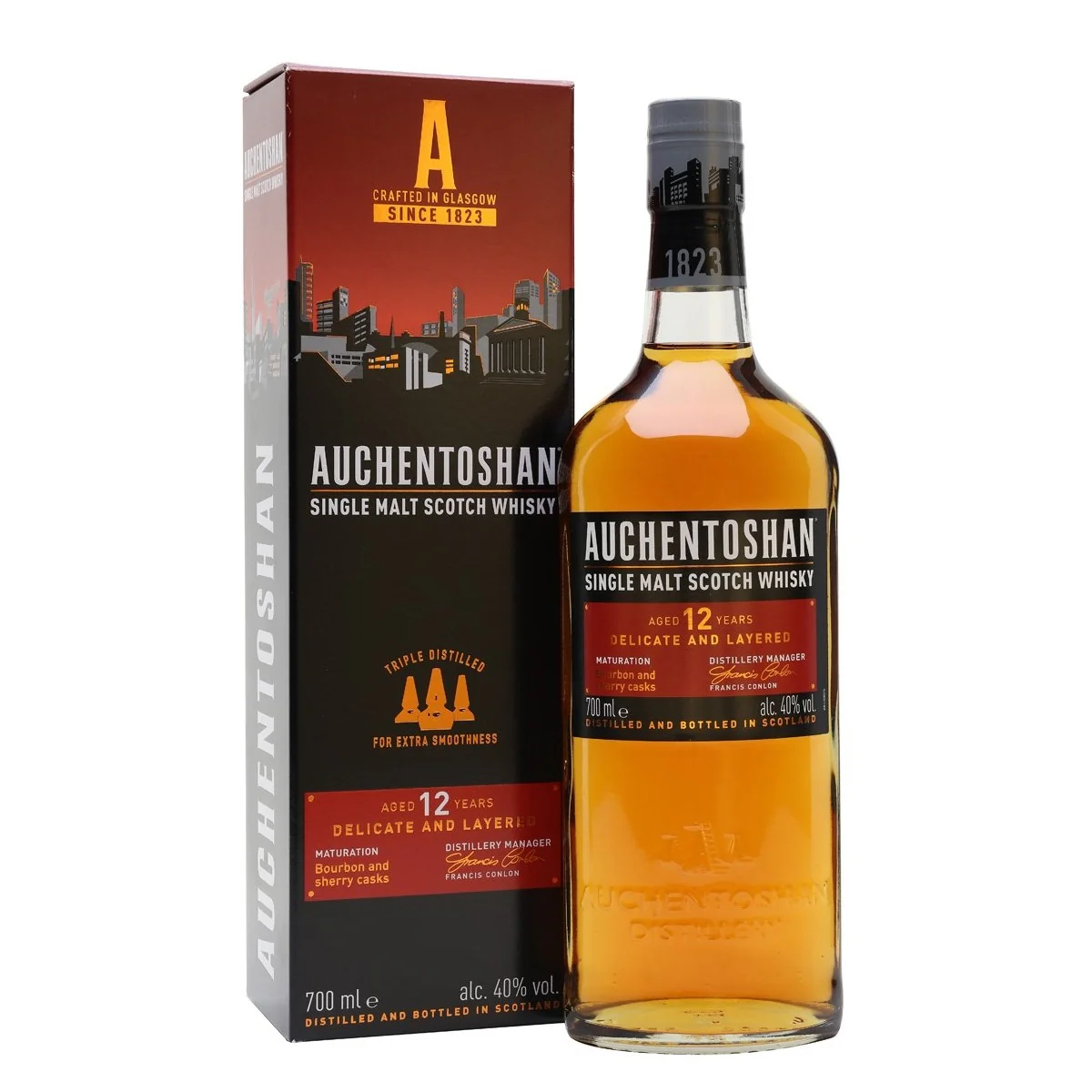 Auchentoshan 12 Year Old Single Malt Scotch Whisky ABV 40% 70cl With Gift Box