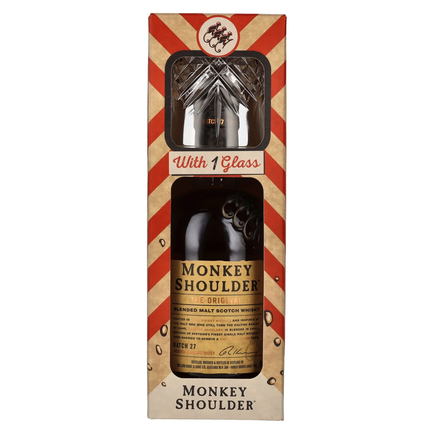 Monkey Shoulder With 1 Glass Blended Malt Whiskey ABV 40% 700ml Gift Set