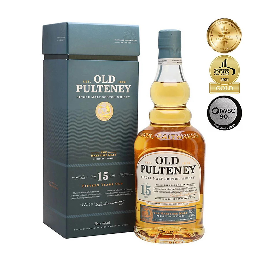 Old Pulteney 15 Year Single Malt Scotch Whisky ABV 46% 700ml with Gift Box