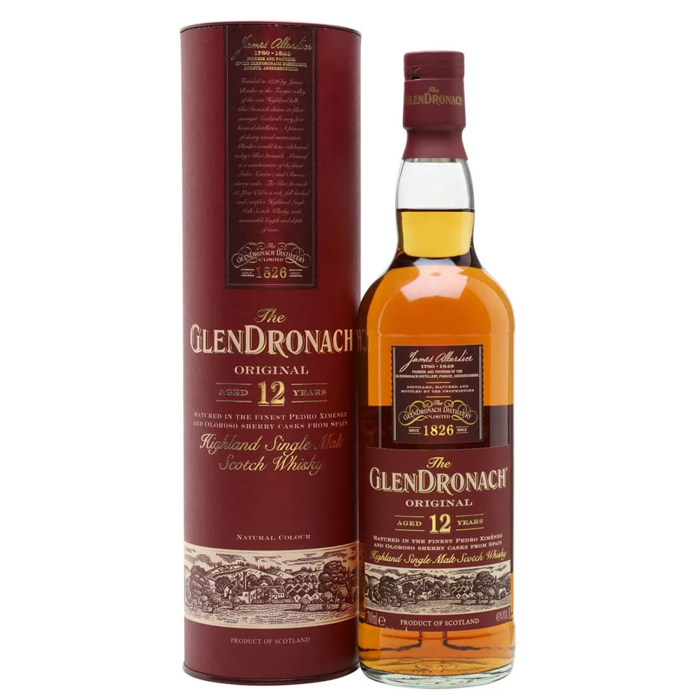 Glendronach 12 Year Old Single Malt Scotch Whisky ABV 43% 700ml x 2 Bottles with Gift Box
