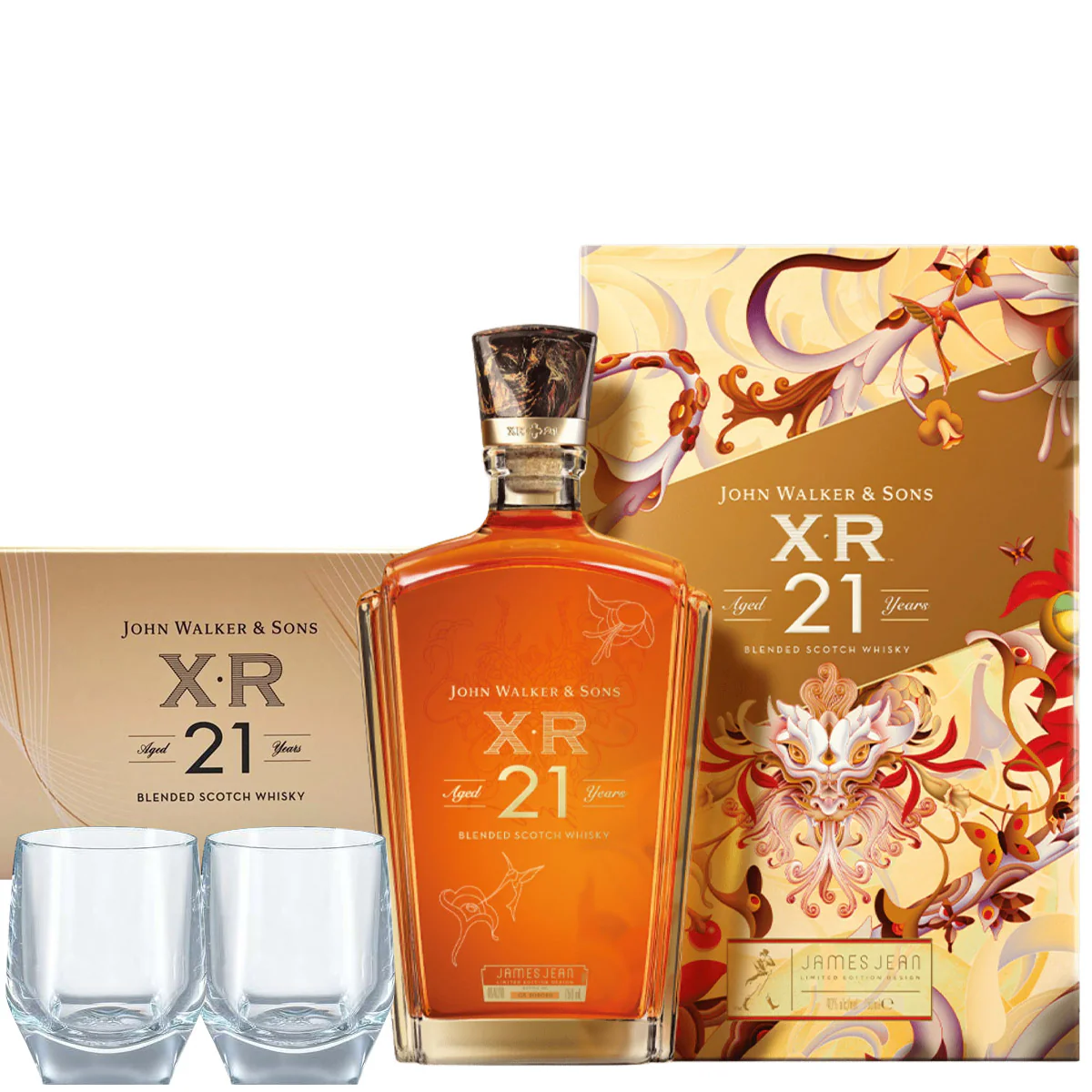 Johnnie Walker XR 21 Year of the Dragon 750ml FREE Limited Edition XR 21 Glasses (Buy 2 SAVE $40)