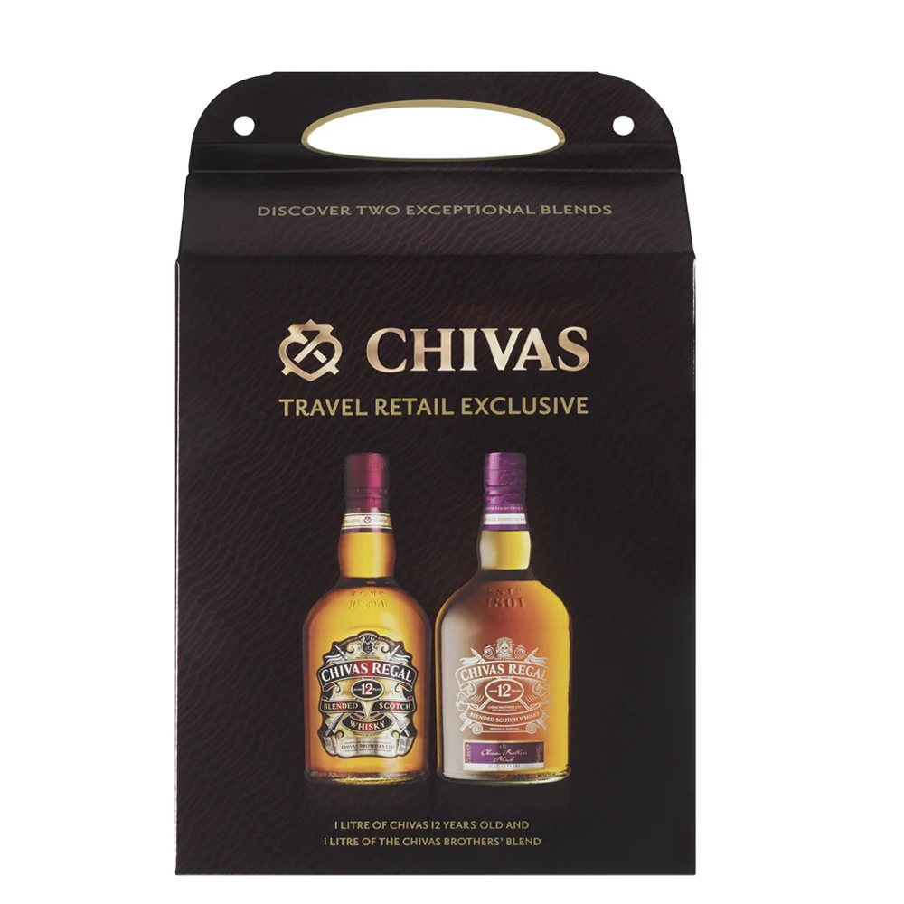 Chivas 12 Year Old And Chivas Brothers Blend Scotch Whisky ABV 40% 100cl x 2 Bottles With Gift Box