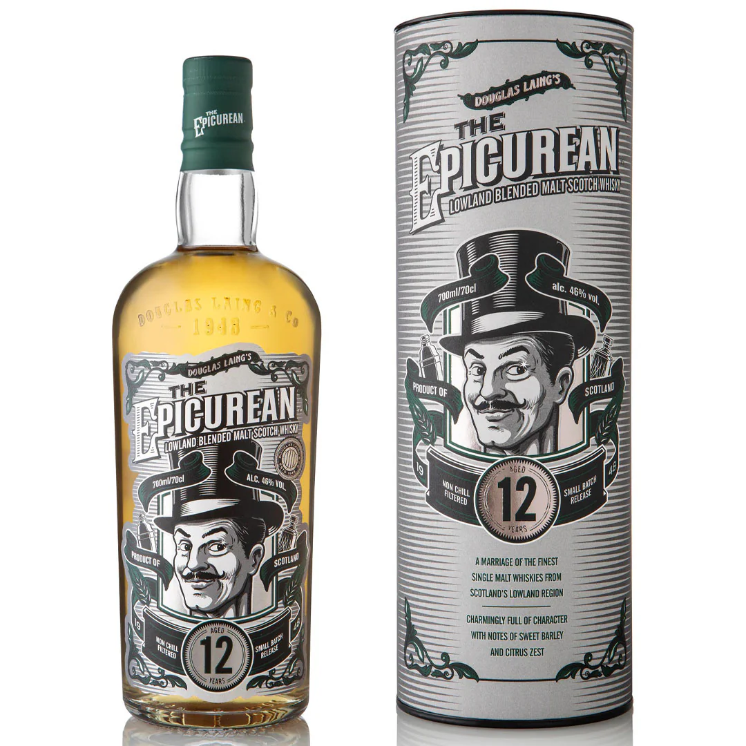 Douglas Laing's The Epicurean 12 Years Old Lowland Blended Malt Scotch Whisky ABV 46% 70cl With Gift Box