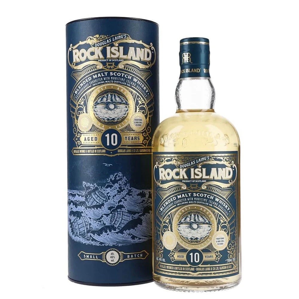 Douglas Laing's Rock Island 10 Years Old Maritime Island Blended Malt Scotch Whisky ABV 46% 70cl With Gift Box