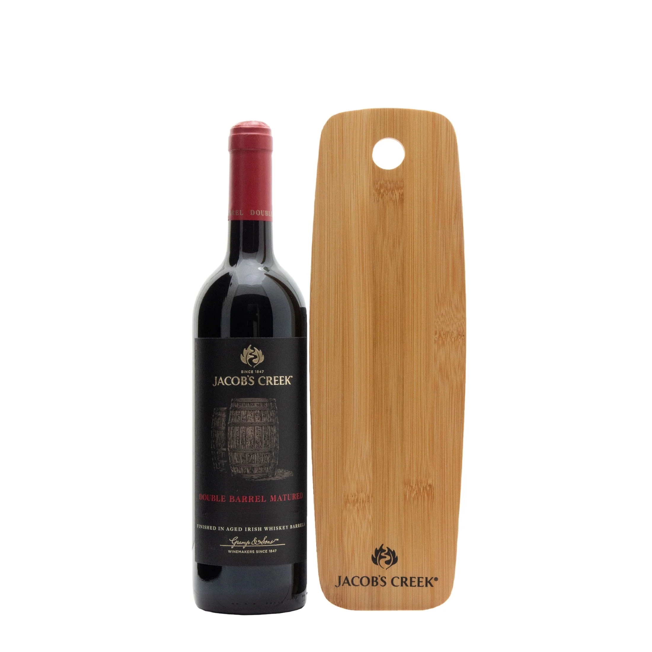 Jacob's Creek Double Barrel Matured Shiraz ABV 14.6% 75cl + FREE Cheeseboard Set