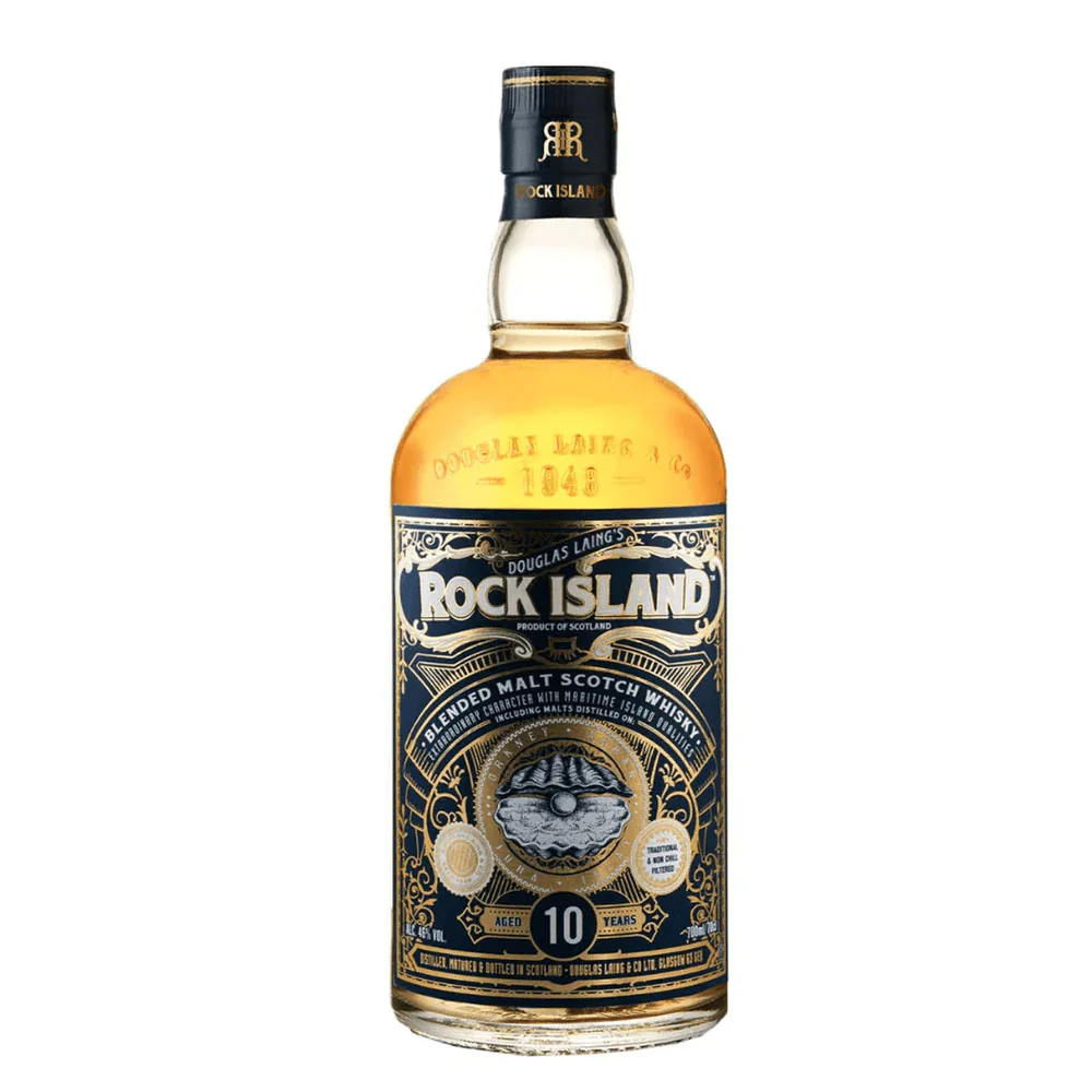 Douglas Laing's Rock Island 10 Years Old Maritime Island Blended Malt Scotch Whisky ABV 46% 70cl With Gift Box