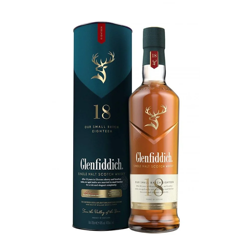 Glenfiddich 18 Year Old Single Malt Scotch Whisky ABV 40% 70cl with Gift Box