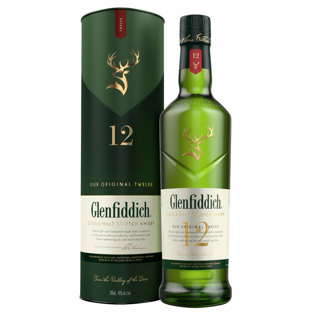 Glenfiddich 12 Year Old Single Malt Scotch Whisky ABV 40% 70cl with Gift Box