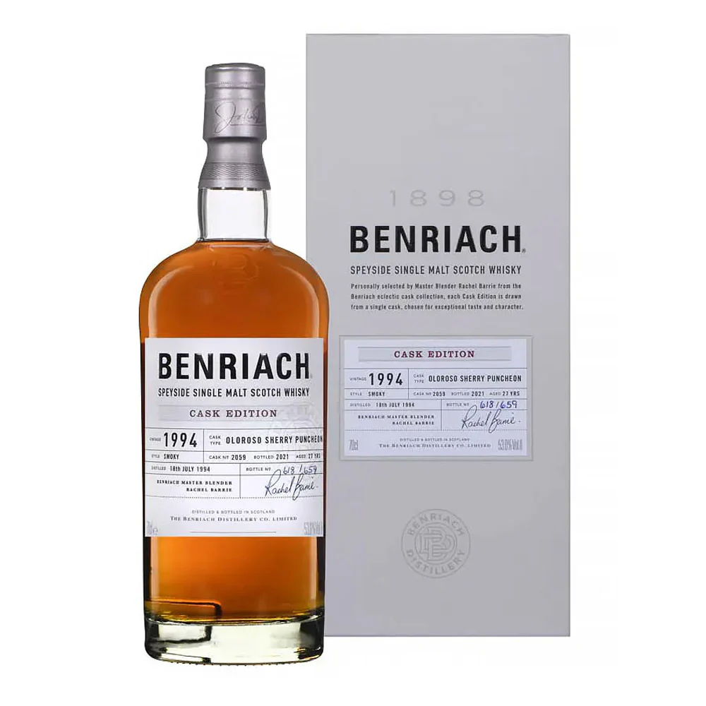 BenRiach 27 Year 1994 Smoky Oloroso Puncheon Single Cask 2059 ABV 53% 700ml with Box