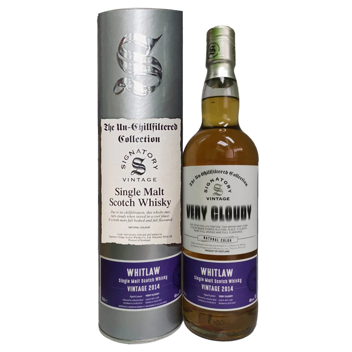 Signatory Vintage Whitlaw 2014 6 Year Very Cloudy Single Malt Whisky 700ml ABV 40%