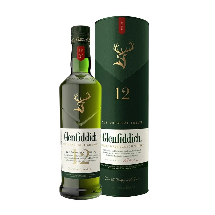 Glenfiddich 12 Year Old Single Malt Scotch Whisky ABV 40% 100cl with Gift Box