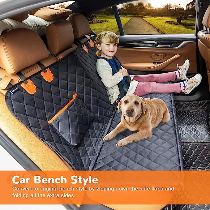 URPOWER Dog Seat Cover Car Seat Cover for Pets 100%Waterproof Pet Seat Cover Hammock 600D Heavy Duty Scratch Proof Nonslip Durable Soft Pet Back Seat Covers for Cars Trucks and SUVs