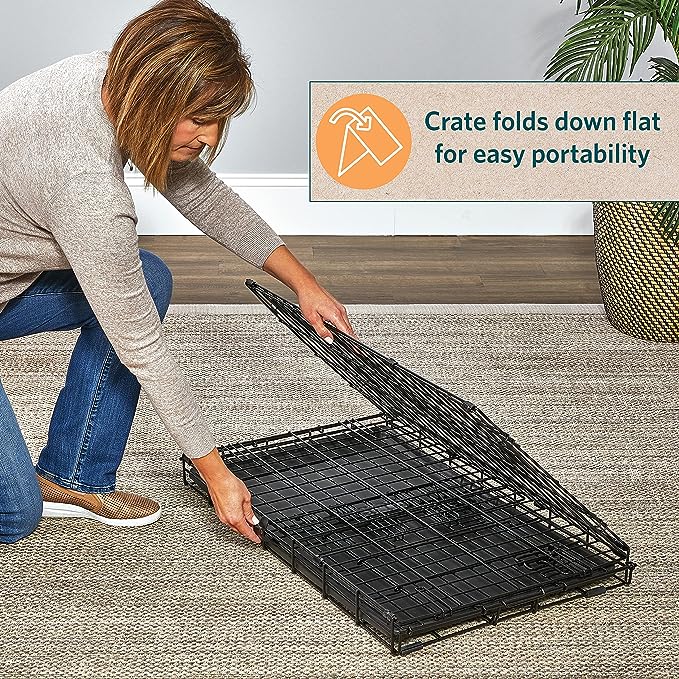 MidWest Homes for Pets Newly Enhanced Single & Double Door iCrate Dog Crate, Includes Leak-Proof Pan, Floor Protecting Feet, Divider Panel & New Patented Features