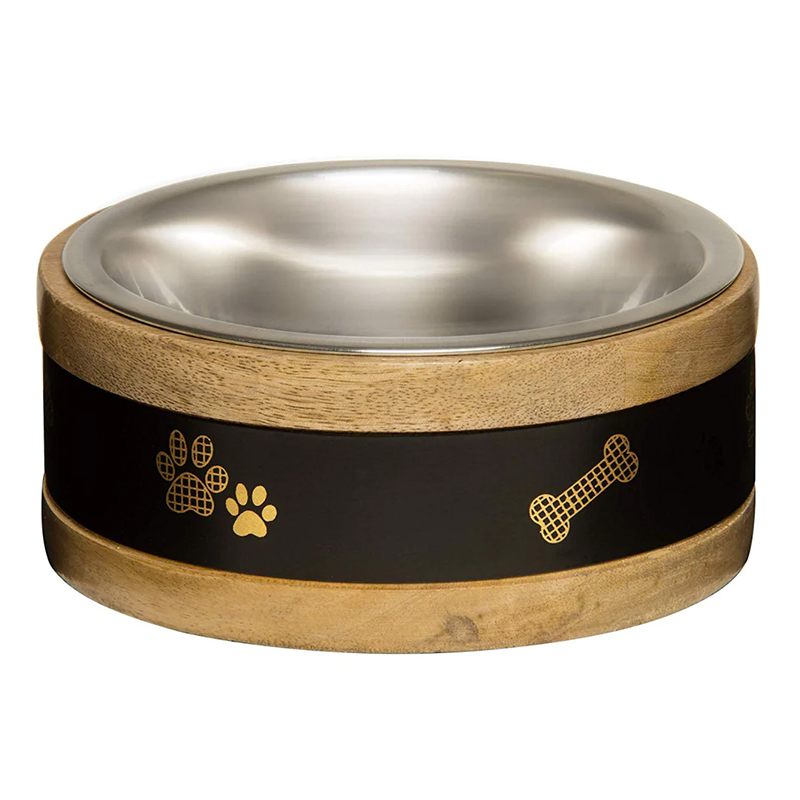 Loving Pets Black Label Wooden Ring Dog Bowl