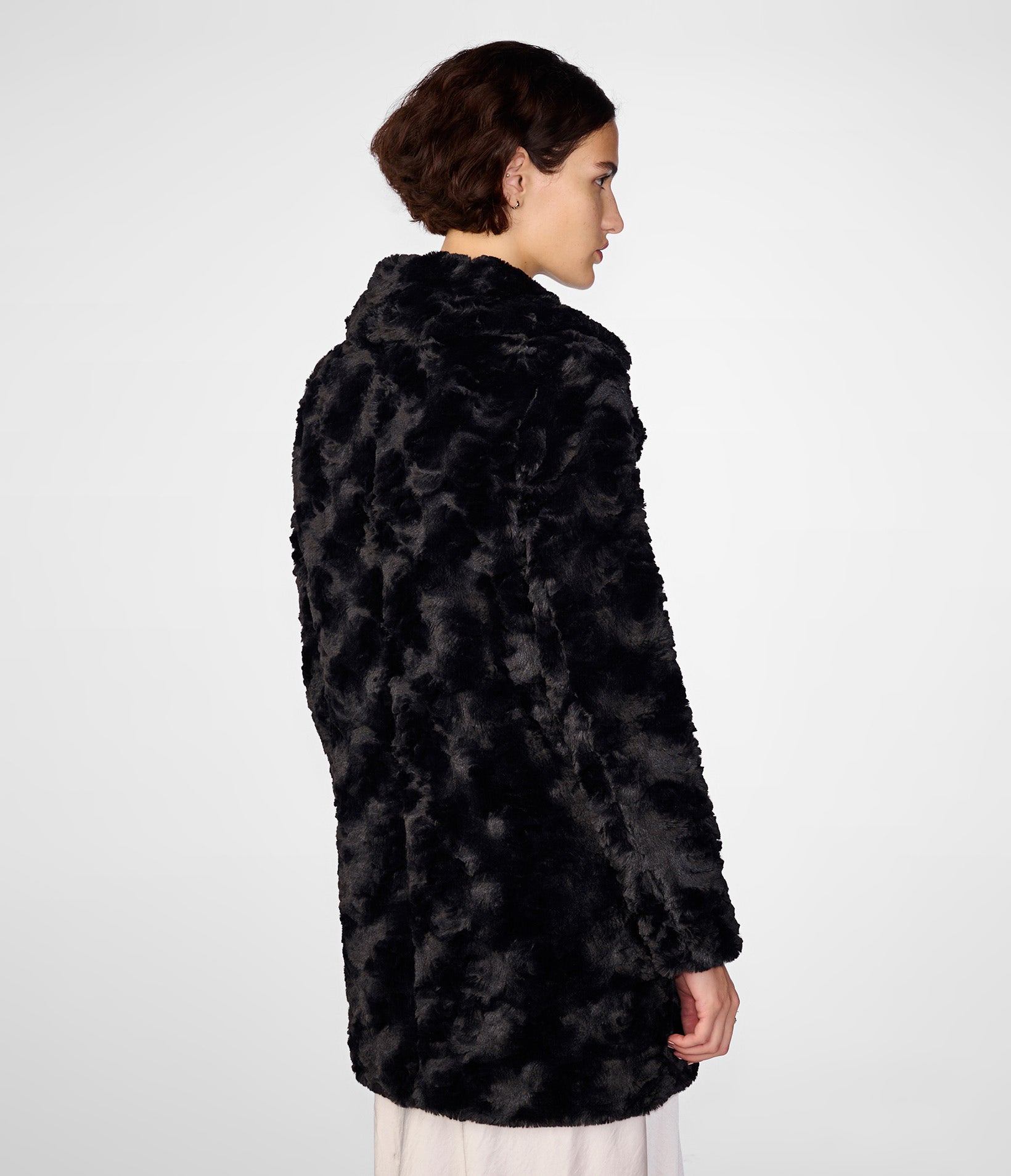 Classic Textured Faux Fur Coat