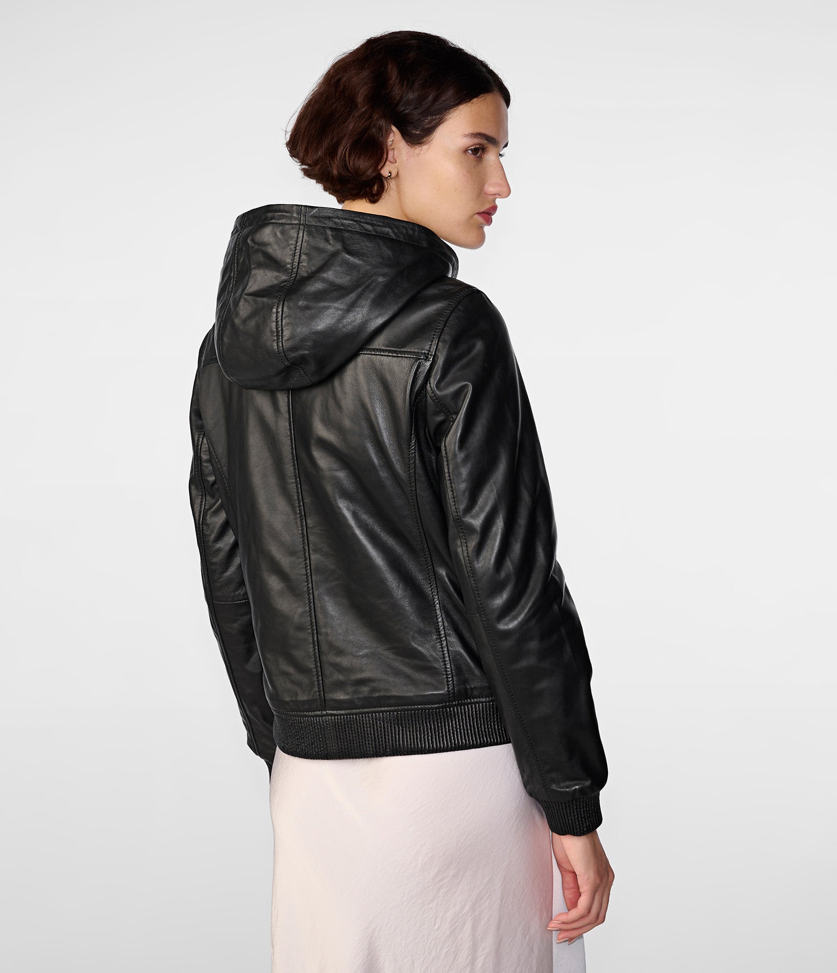 Kaylee Hooded leather Jacket