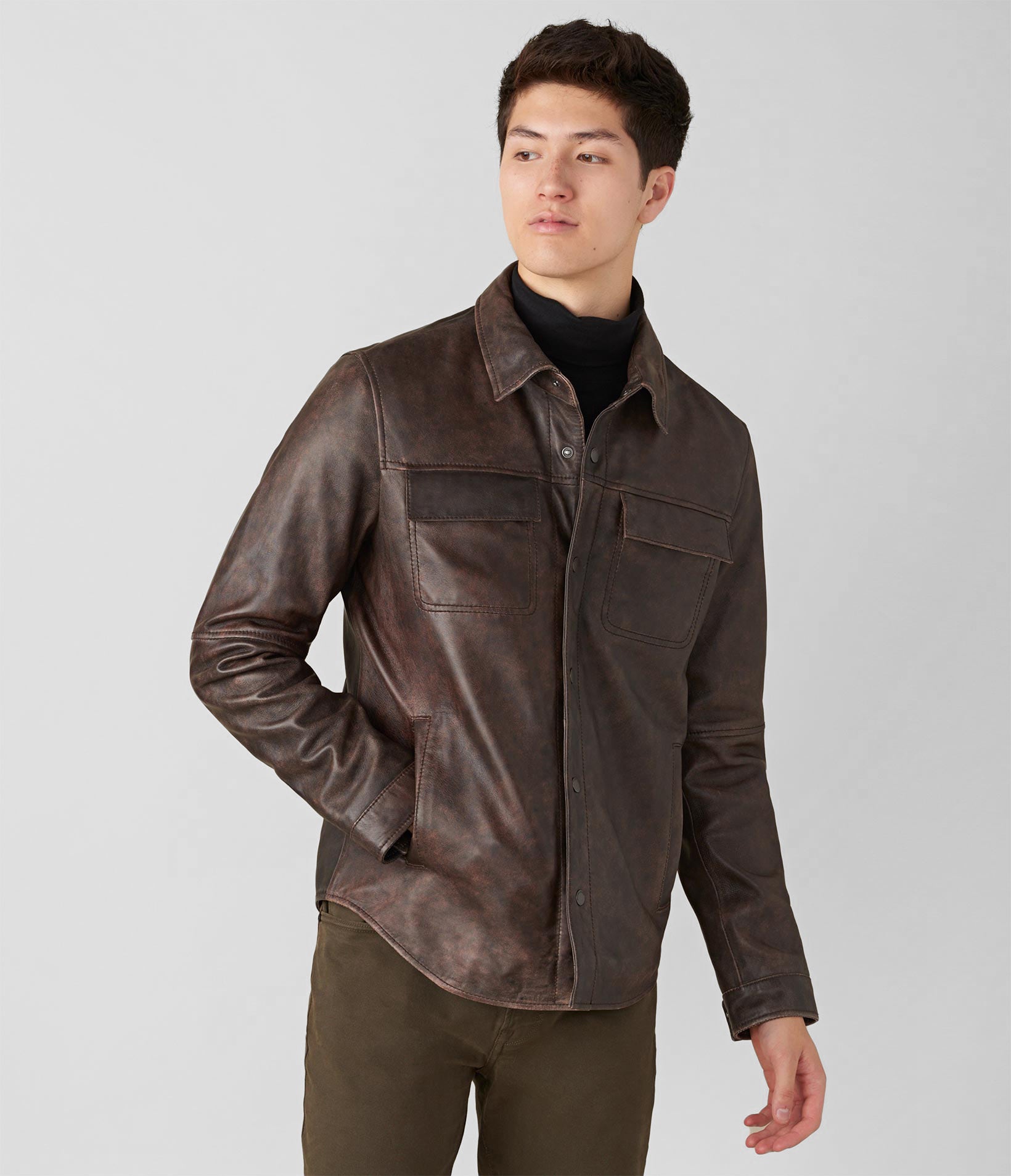 Nathan Genuine Leather Shirt Jacket