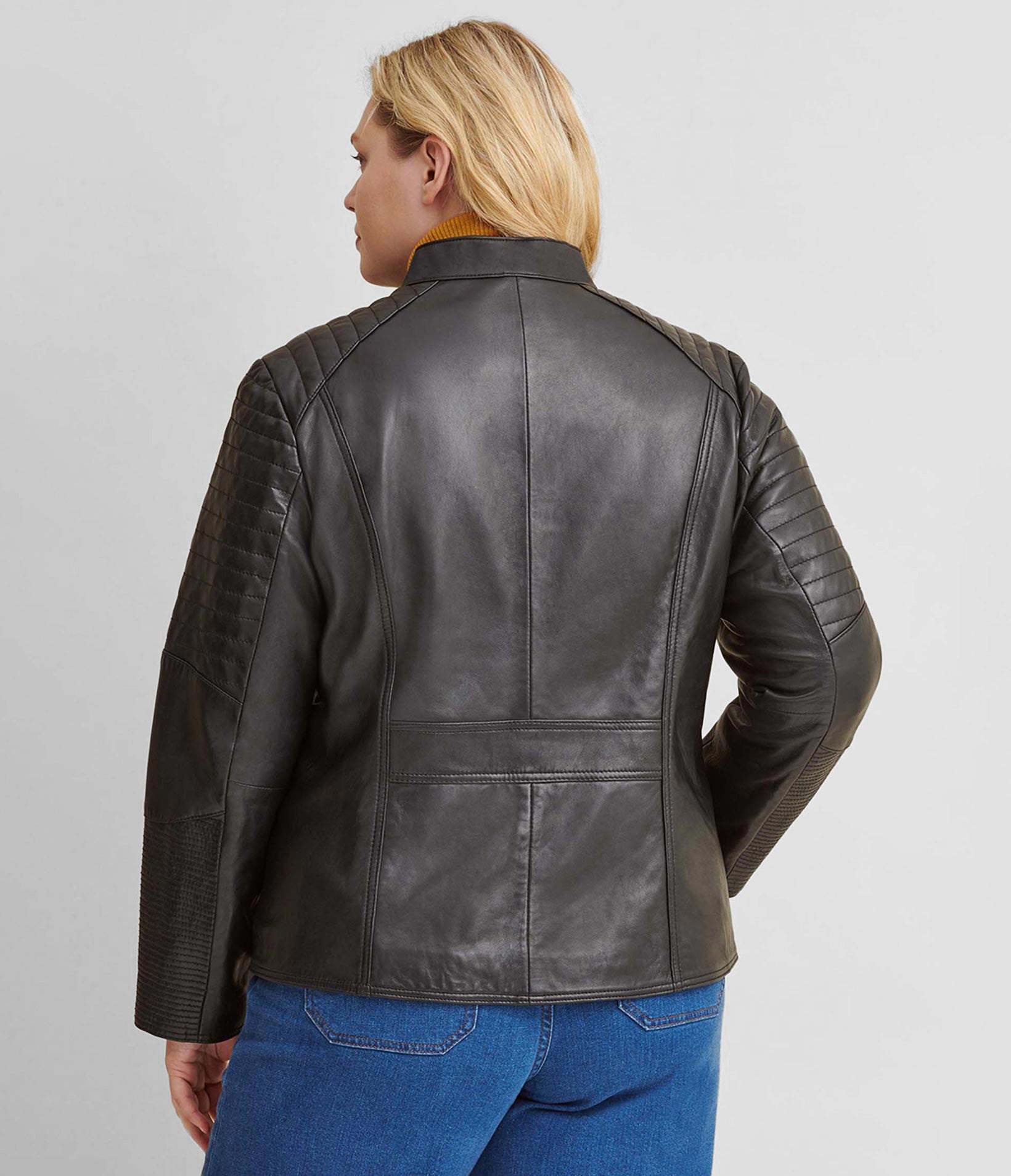 Plus Size Quilted Leather Jacket