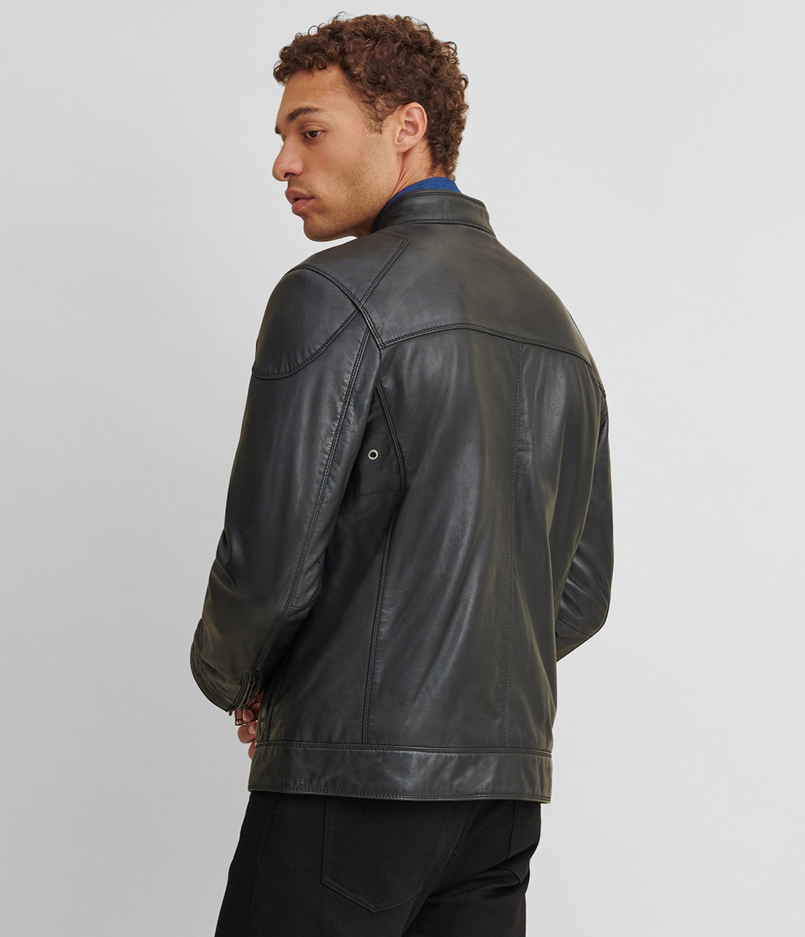 Leather Jacket With Shoulder Patches