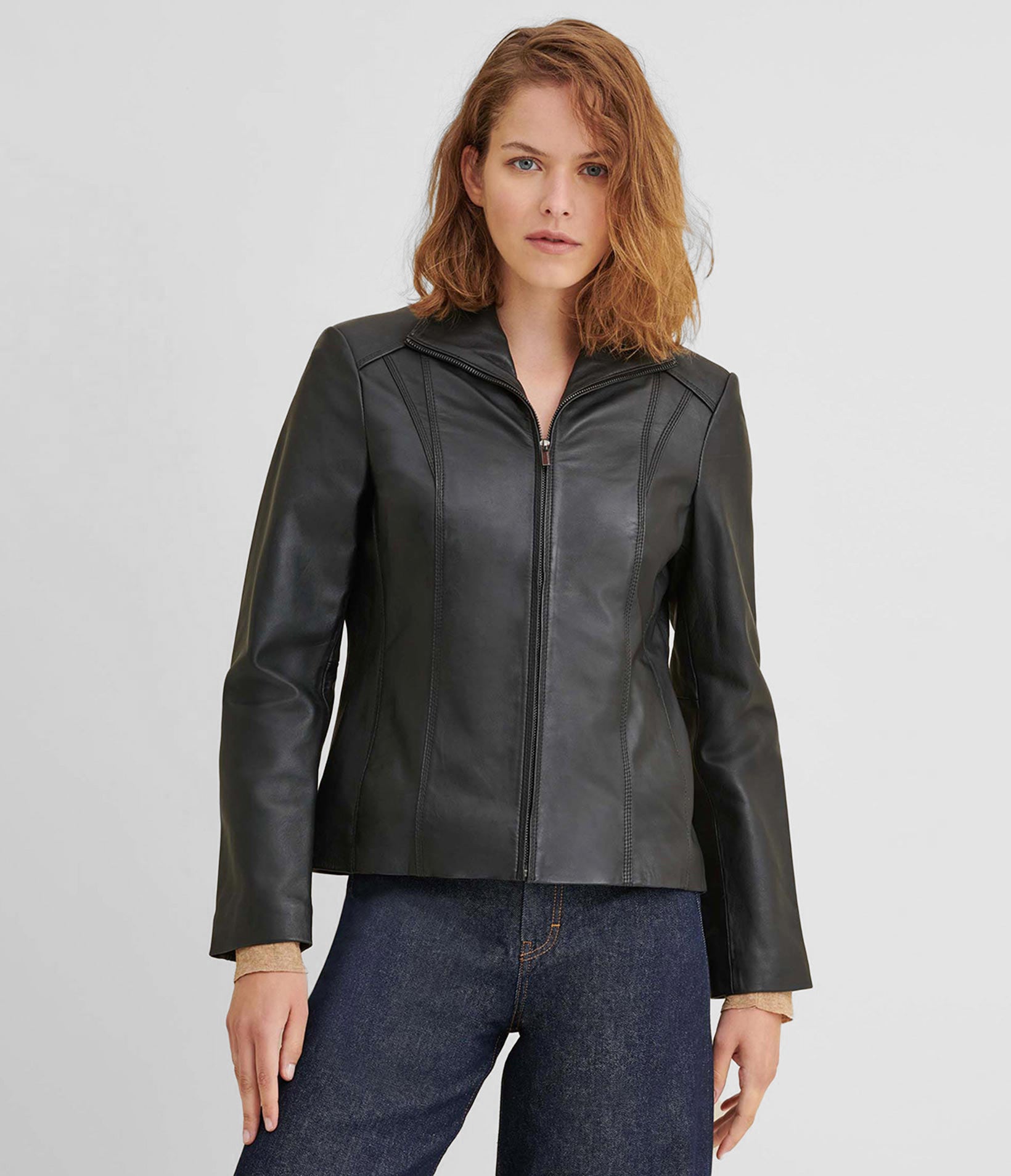Kelsey Leather Scuba Jacket