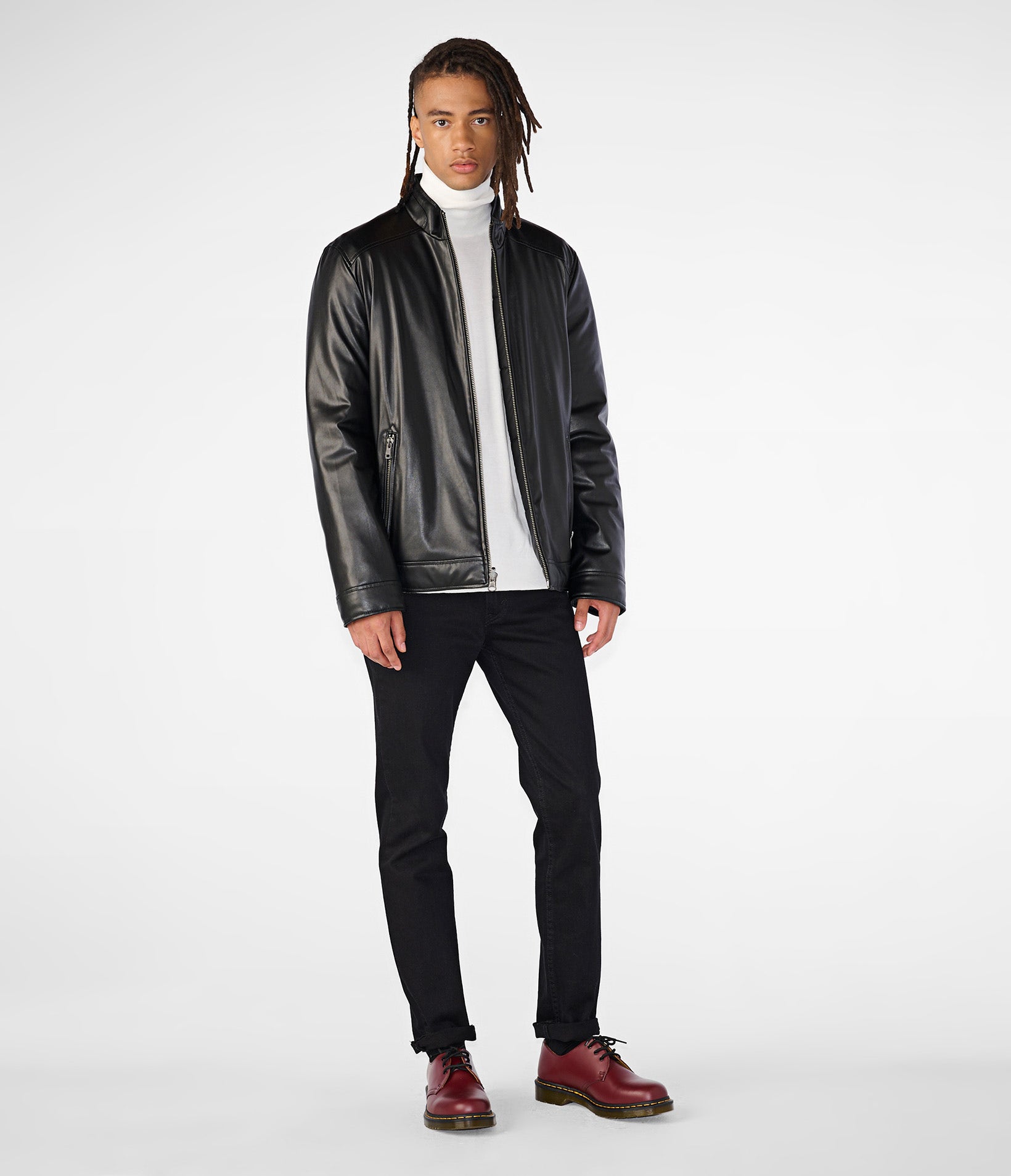 Faux Leather Reversible Puffer Jacket