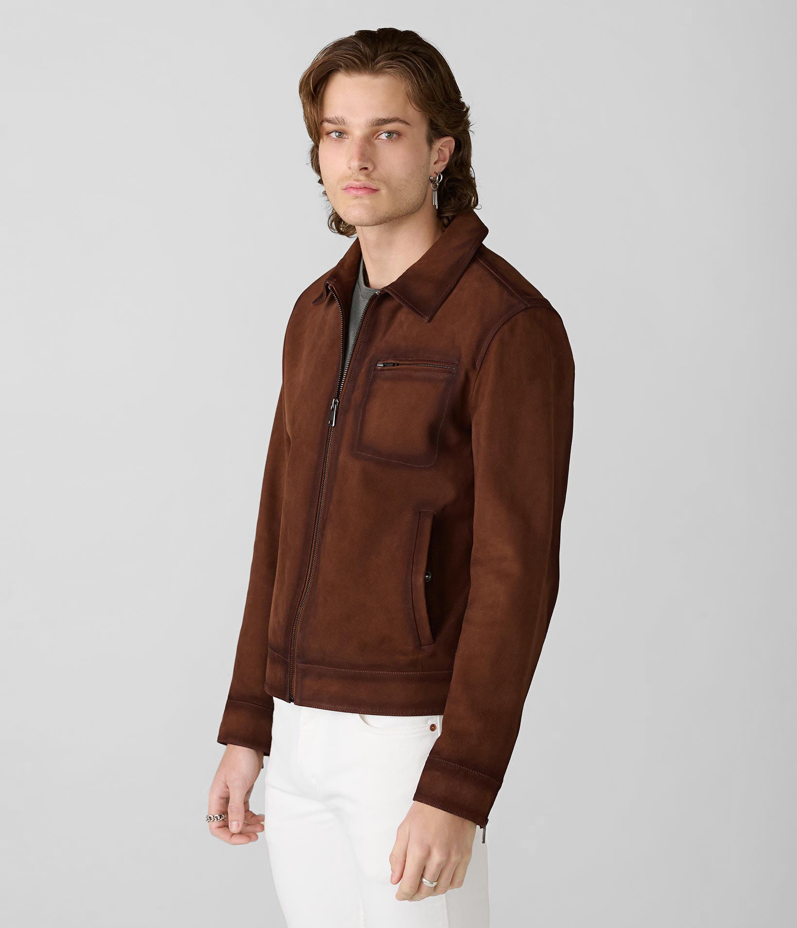Suede Zip Up