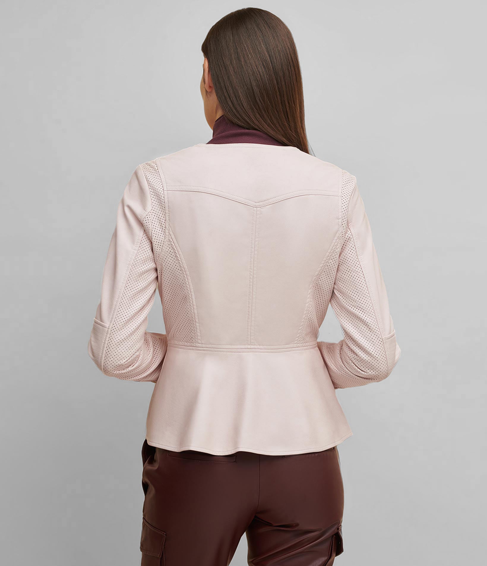 Peplum Faux Leather Jacket