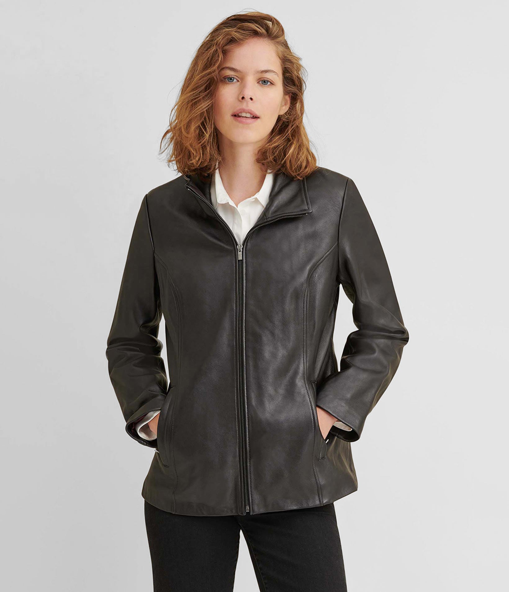 Plus Size Thinsulate Convertible Collar Leather Jacket