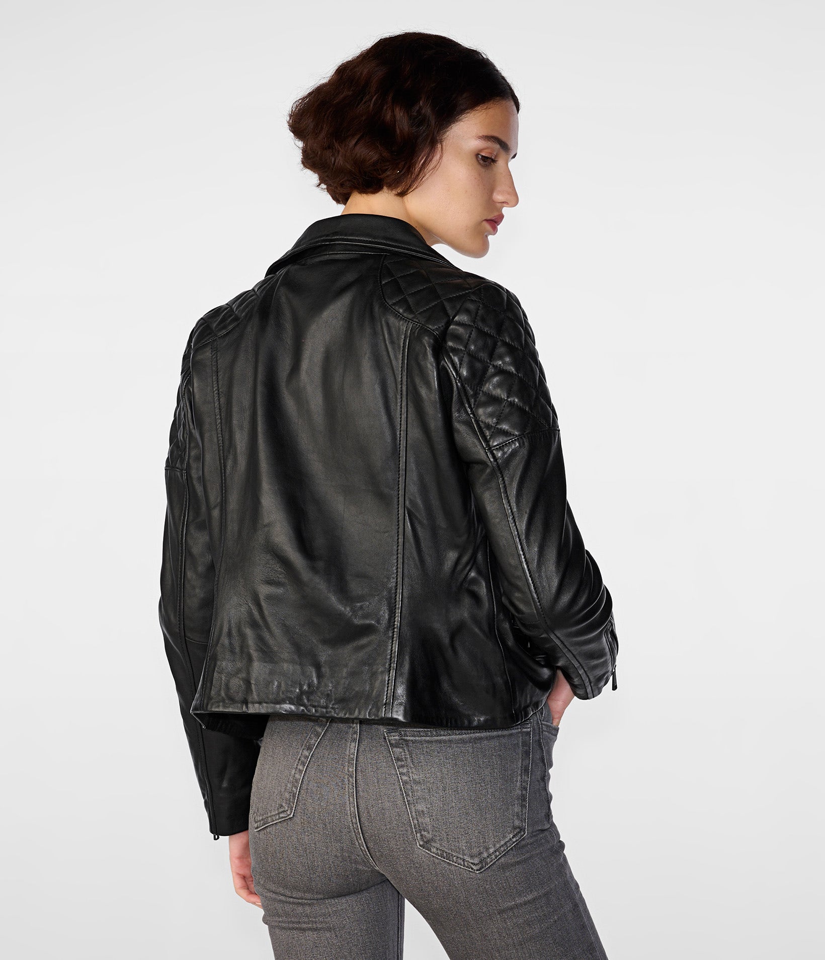 Rose Moto Jacket With Removeable Shearling Collar
