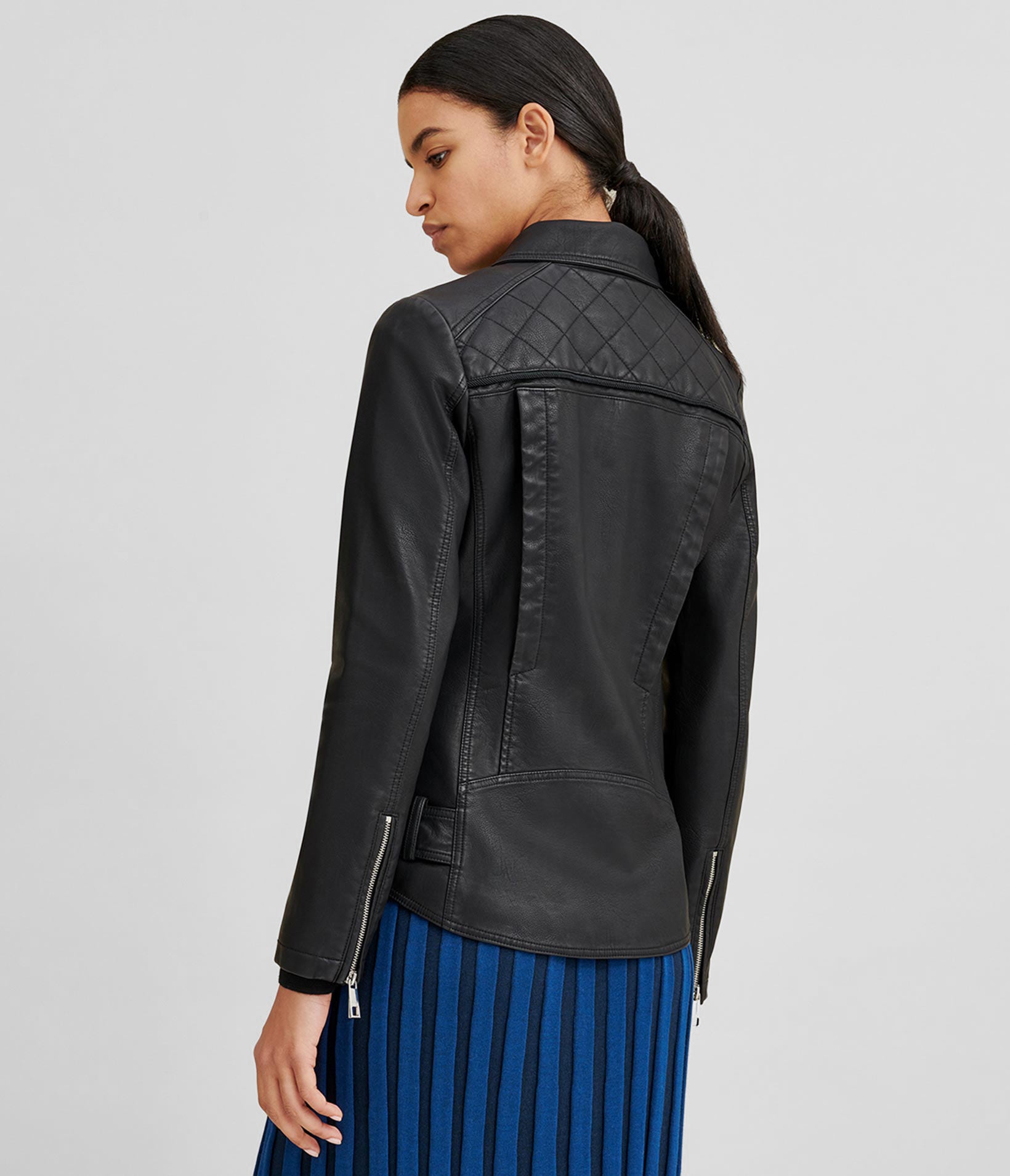 Faux-Leather Jacket With Grommets