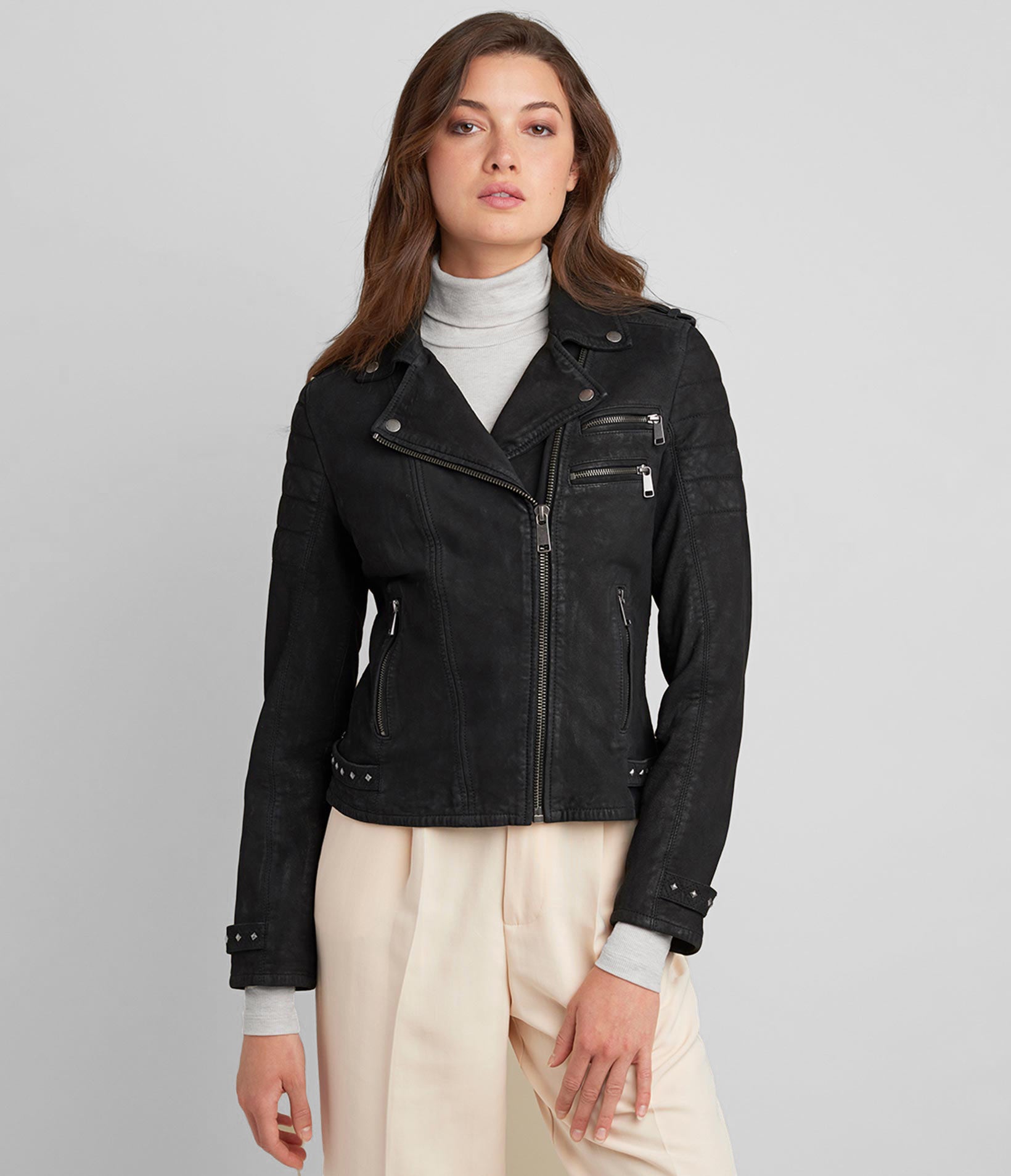 Danielle Quilted Shoulder Moto Jacket