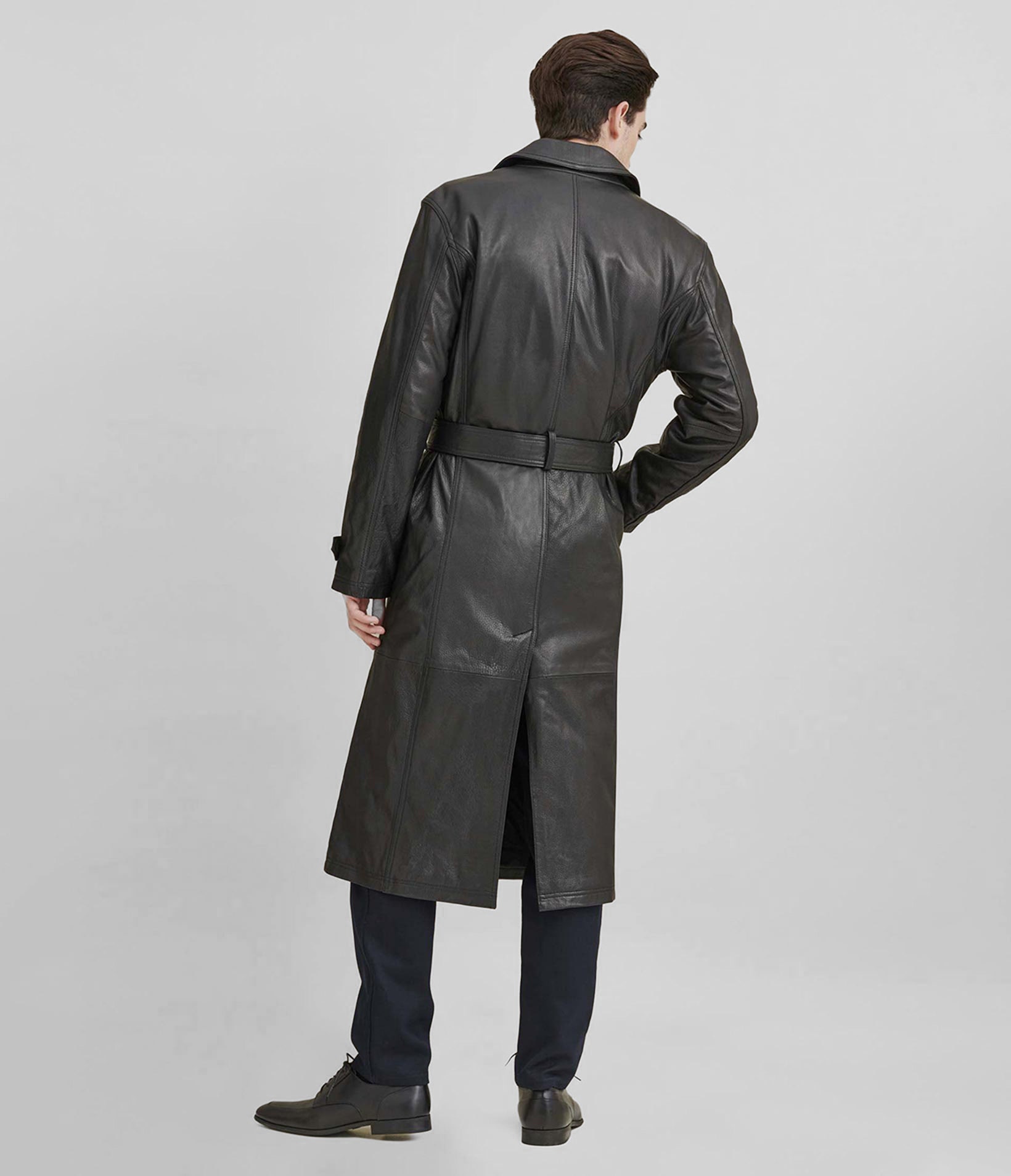 Oliver Belted Leather Trench Coat