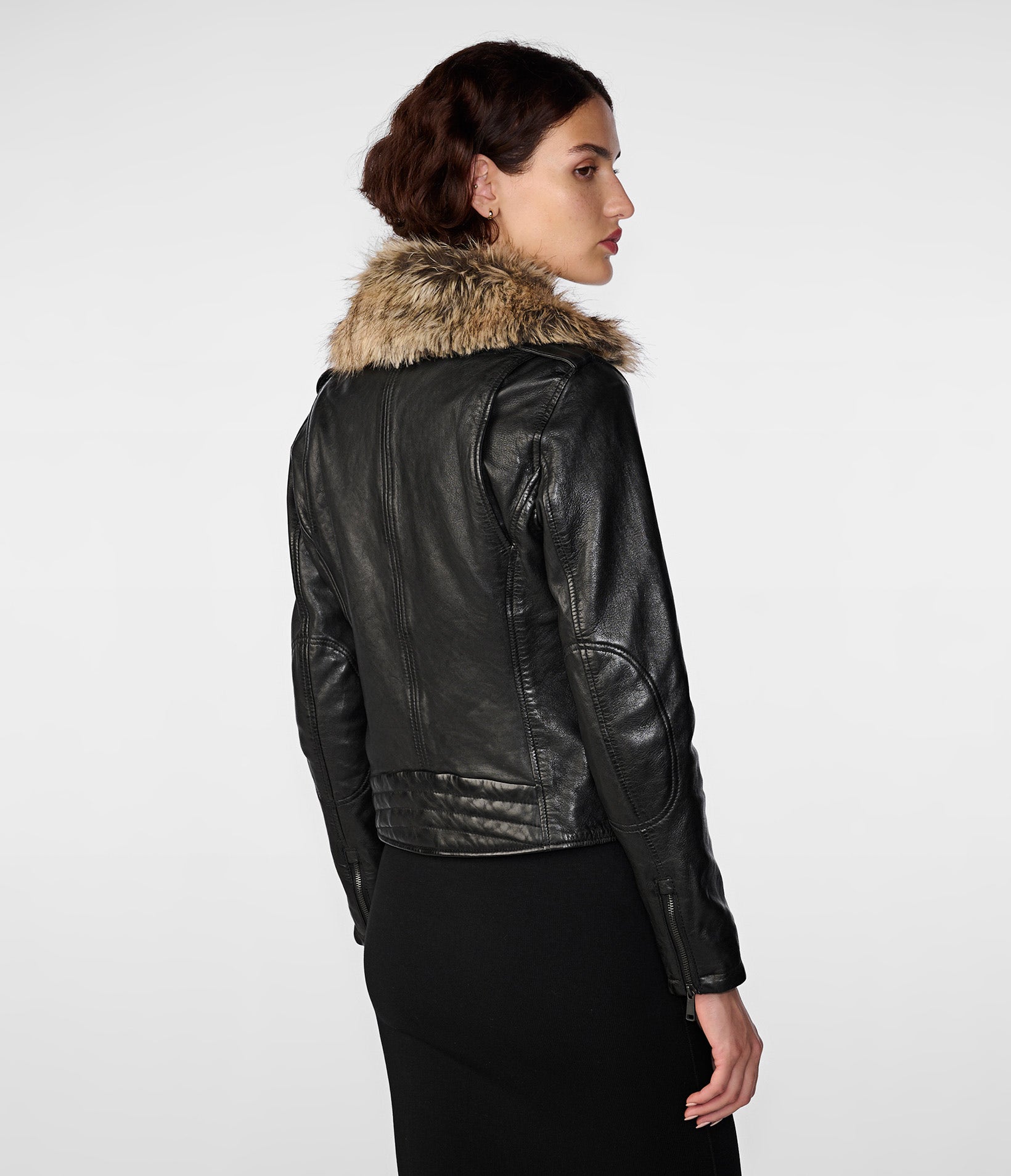 Zoe Moto Jacket With Faux Fur Collar