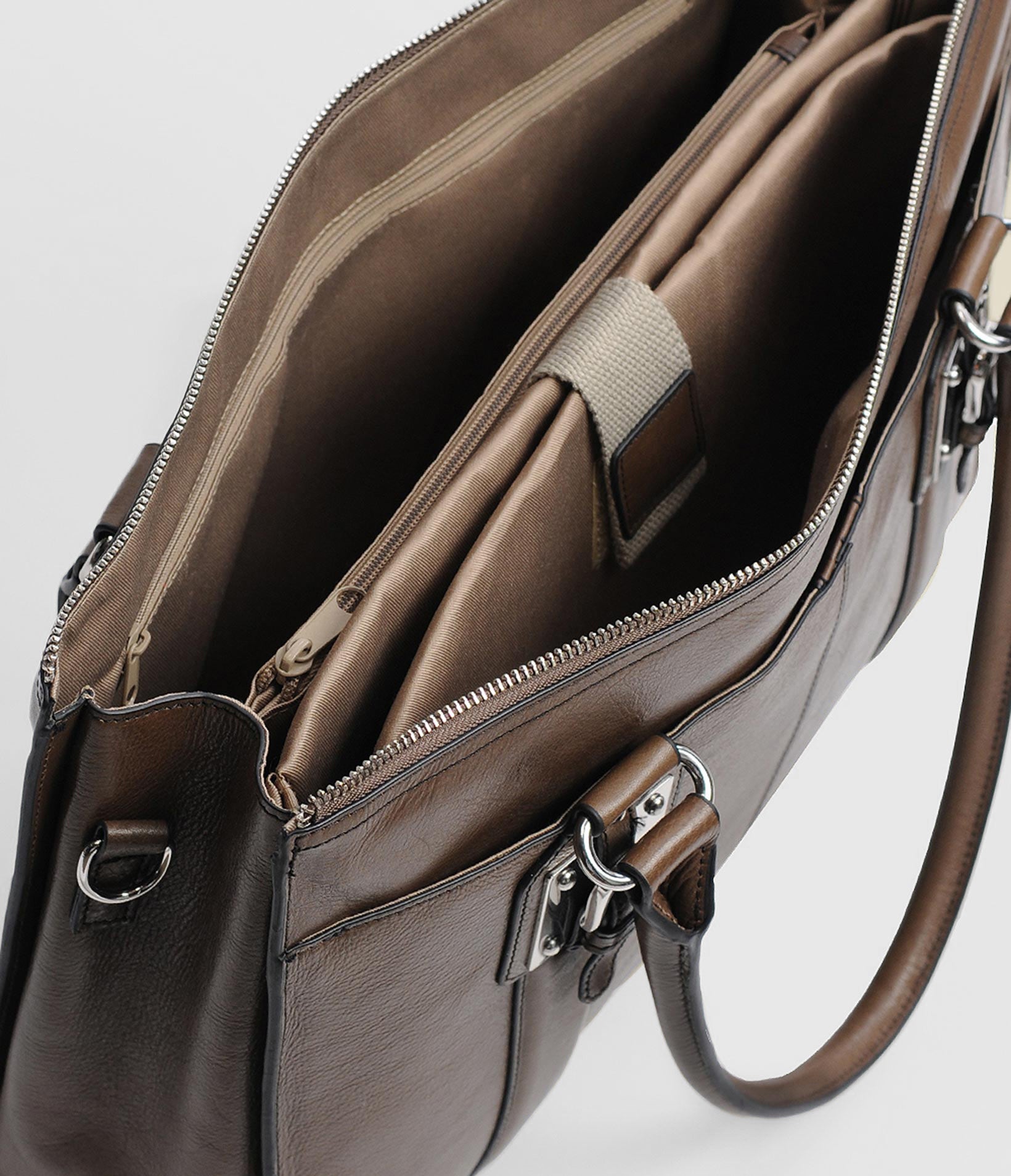 Top-Zip Executive Leather Tote