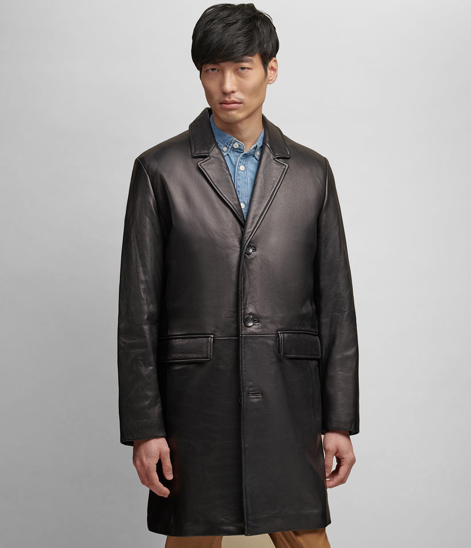 Thinsulate Lined Genuine Leather Topper Coat