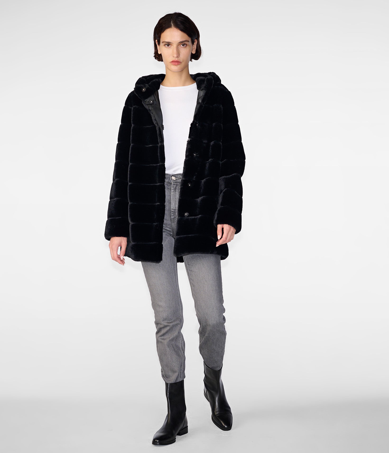 Hooded Faux Mink Coat