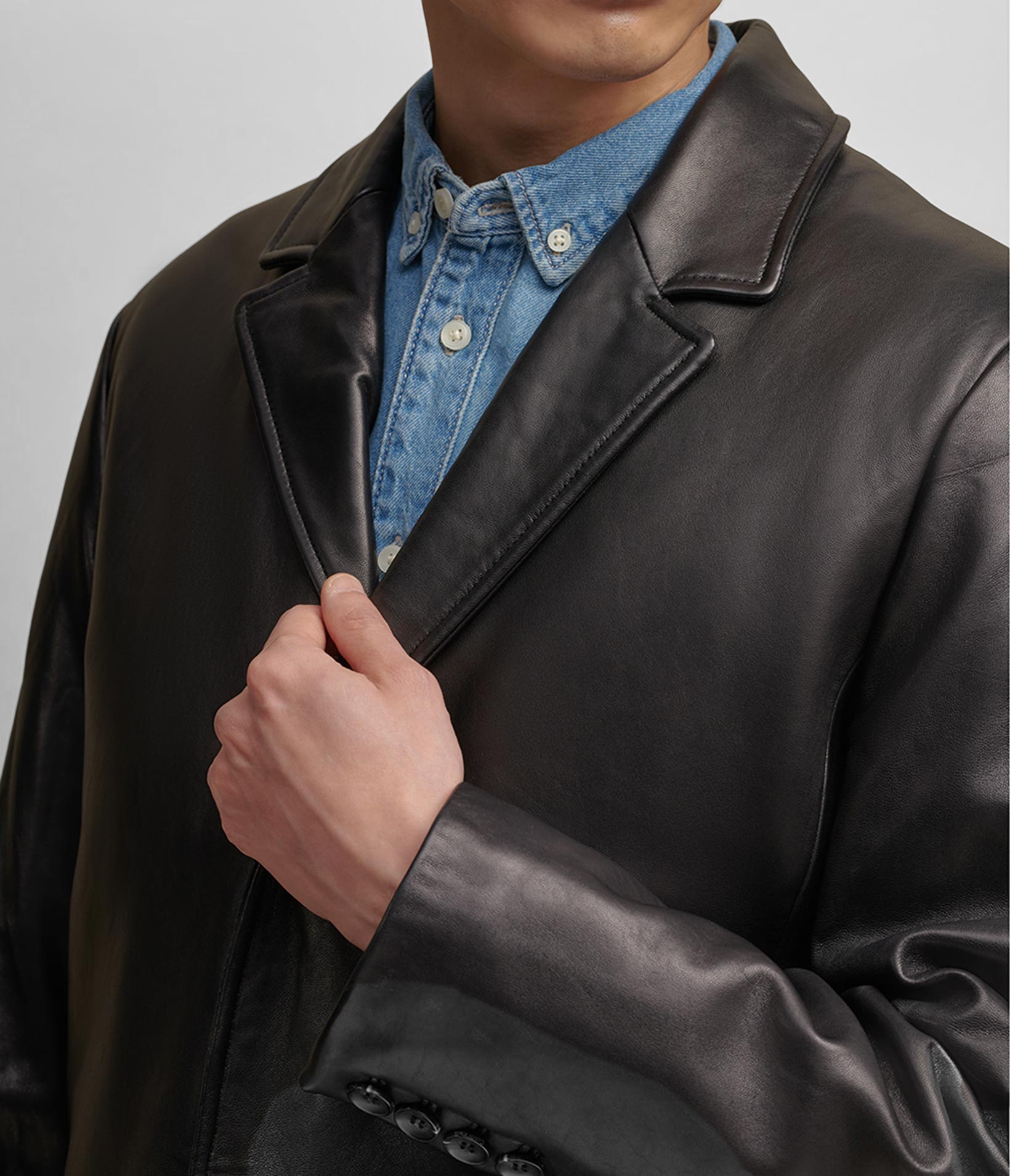 Thinsulate Lined Genuine Leather Topper Coat