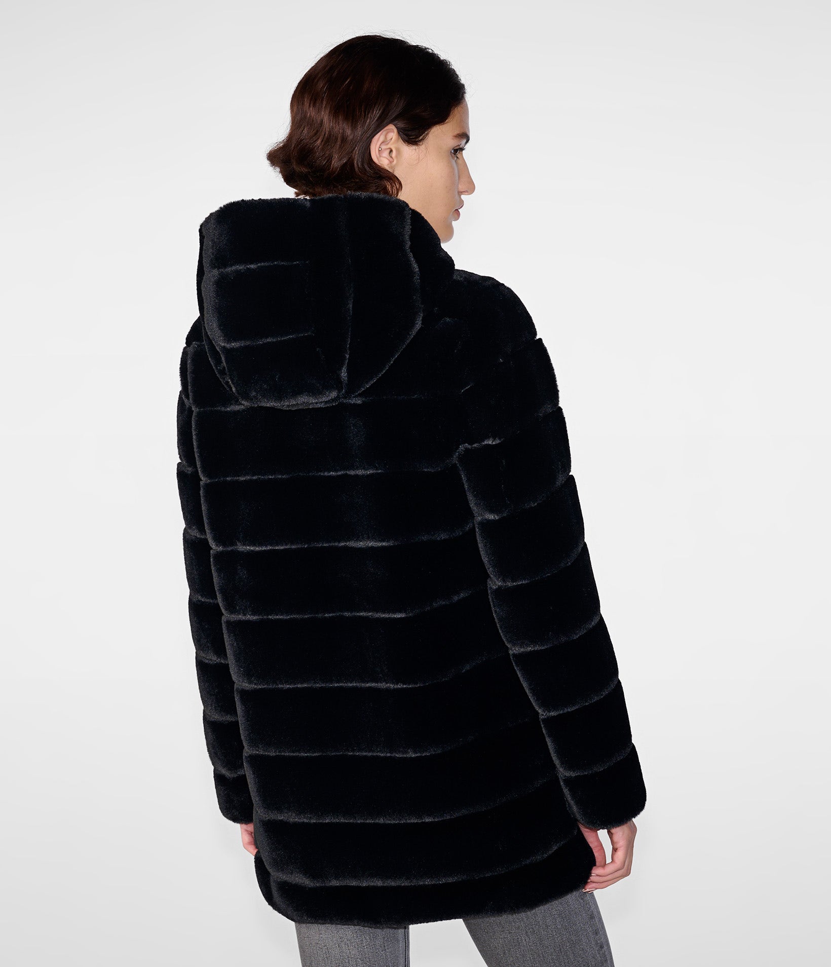 Hooded Faux Mink Coat