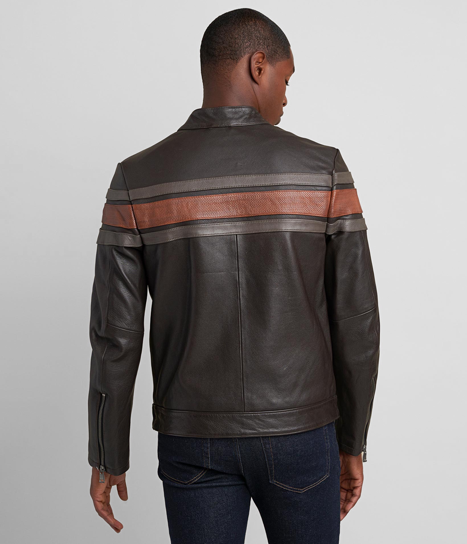 Dale Retro Striped Leather Jacket